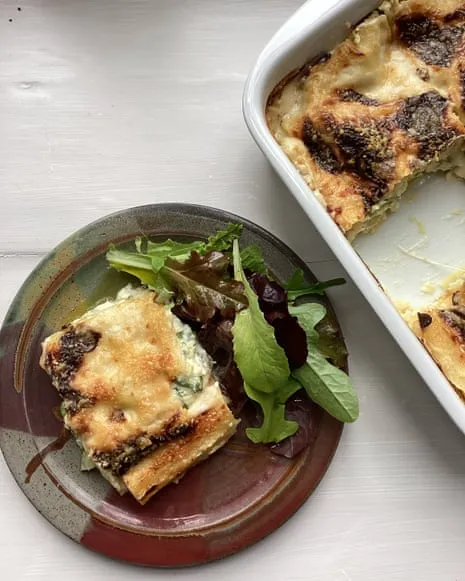 Rachel Roddy's Dish for Lasagna with Zucchini and Three Cheeses